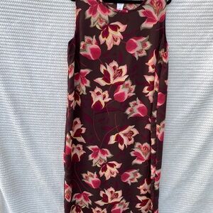 Floral Sleeveless Dress - Pink and Brown
